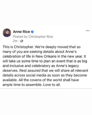 Anne Rice Thumbnail - 11.9K Likes - Top Liked Instagram Posts and Photos