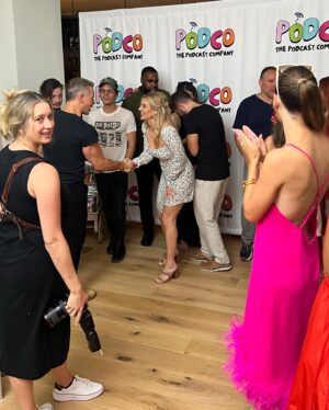Anneliese van der Pol Instagram - Thanks for having these Big Name Bitches @atxfestival … more to come… @thepodco @thechristycarlsonromano  Pink dress- @estilo_austin