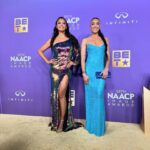 Annie Ilonzeh Instagram - Last night w/ bestie @claudiajordan for the @naacpimageawards 🩵🤎💙 . . . Thank you @iamdevapink for this dope pony! And @mairasmakeuppage for the beat! #styledbyme @naacp #naacpimageawards #aboutlastnight #with #bestie