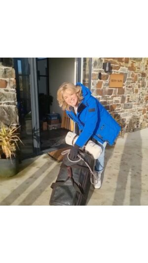 Anthea Turner Instagram - Well this is the 1st of 4 little films from our family tip to @berry.barn.hartland in Hartland Devon.

We had the best time it was amazing, beautiful and great fun.

We had good weather, typical February weather but the smiles never stopped. ☀️ 🌧️ 

The owners who rent out Berry Barn are friends of Wendy’s @wendy_turner_webster and now mine Dad and Soho’s !! 😉 @theveganactor 

They’ve honestly thought of everything which you’ll see over the 4 little films.

Soho btw had the best time - He might be 11 in August but full of beans on a beach and when not, embracing doggie meditation! 🐾

Tomorrow Dad gets a soaking !! 🌊