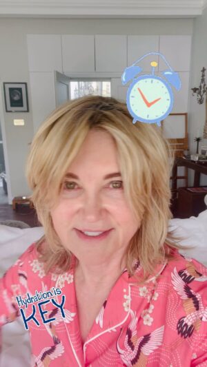 Anthea Turner Instagram - Good Morning !!
Thought I’d share one of my little beauty and wellbeing routines so you can give me yours. 

 There are many light masks on the market now - I’ve had this one for over 3 years, but whichever one you go for make sure it has some power in it. 

Been hydrating forever with this cocktail from @rejuvenateduk 
Katheryn Danzey was right at the beginning of the beauty from within movement over 20 years ago, love her and totally trust her. 

My Balm 6 @byantheaturner is packed with everything to nourish you hardworking hands - Zero water content, I use it everyday and it’s paid off - All ingredients on my website. 👋

I run (light trot) for my lymphatic system 👌😎 

Listen to Chris Evens on @virginradiouk and begin the week smiling 😊