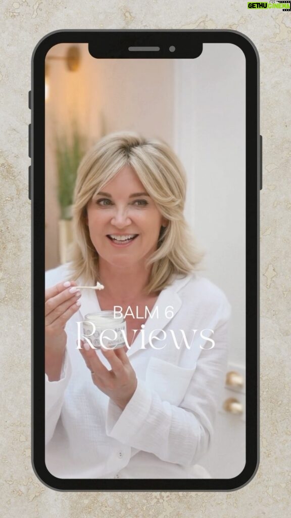 Anthea Turner Instagram - So proud to have created something you all love - BALM 6, thank you so much for your wonderful reviews and comments, it means the world! As a thank you we’ve got a special offer to all existing customers who signed up to our newsletter, a special offer, so keep your eyes on your mail boxes over the next few days. Then to anyone who wants to sign up you will receive 10% off as a little welcome gift from us! All clickable links can be found in my bio! 🫶🏼