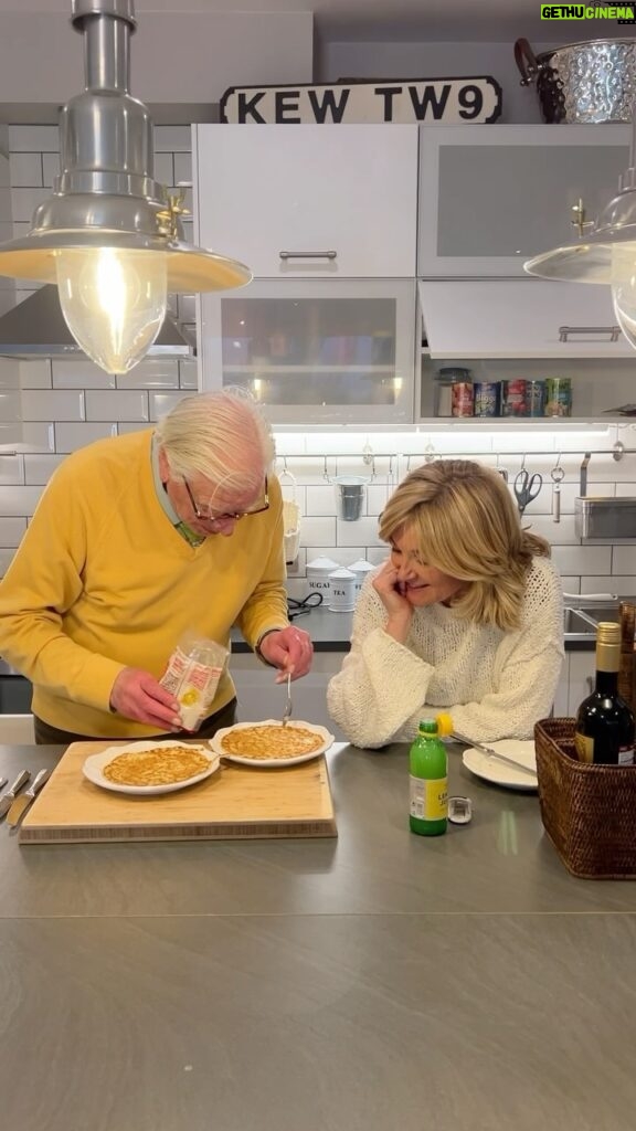 Anthea Turner Instagram - Happy Pancake Day from dad and I, trying to work out shrove Tuesday 🥞 We should’ve known better!