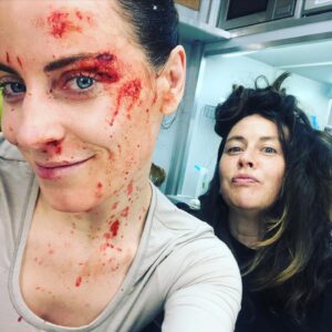 Antje Traue Instagram - Love working with you lady, laughing with you, dying and sometimes crying with you - well, I cried, you didn’t - Grit Hildebrandt @grithi shooting “Headshots”. Directed by @roman_kuhn_moving_photography @cuciuffomichele @dulcie.smart #makeupartist #atitsbest #grateful to be on that journey together. 💫