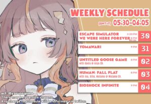 Anya Melfissa Instagram - 【WEEKLY SCHEDULE】

YT Channel: youtube.com/channel/UC727SQYUvx5pDDGQpTICNWg

Tags
General: #Anya_Melfissa
Fanart: #anyatelier
Fan name: #Melfriends
Livestream: #Liveissa

Note that fan submissions may be used in future activities.