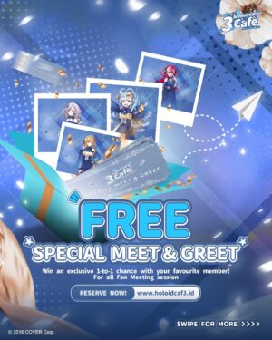 Anya Melfissa Instagram - Fanmeet, M&G, and my appearance at #holoidcaf3 starts today!!! Have you looked at my Cafe schedule?
Masih ada slot juga untuk fanmeet, lho! Silakan direservasi di https://holoidcaf3.id/ :D
There's also raffle for free M&G for people attending the fanmeet!!