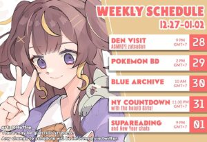Anya Melfissa Instagram - 【WEEKLY SCHEDULE】

YT Channel: youtube.com/channel/UC727SQYUvx5pDDGQpTICNWg

Tags
General: #Anya_Melfissa
Fanart: #anyatelier
Fan name: #Melfriends
Livestream: #Liveissa

Note that fan submissions may be used in future activities.