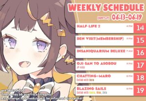 Anya Melfissa Instagram - 【WEEKLY SCHEDULE】

YT Channel: youtube.com/channel/UC727SQYUvx5pDDGQpTICNWg

Tags
General: #Anya_Melfissa
Fanart: #anyatelier
Fan name: #Melfriends
Livestream: #Liveissa

Note that fan submissions may be used in future activities.