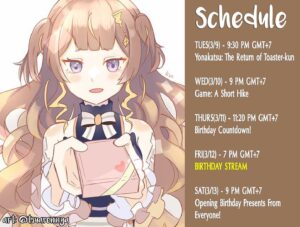 Anya Melfissa Instagram - 【WEEKLY SCHEDULE】

YT Channel: youtube.com/channel/UC727SQYUvx5pDDGQpTICNWg

Tags
General: #Anya_Melfissa
Fanart: #anyatelier
Fan name: #Melfriends
Livestream: #Liveissa

Note that fan submissions may be used in future activities.
