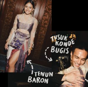 Arawinda Kirana Instagram - A little bit about my outfit at FFI✨

You all know me firstly as “that #Berkain girl”😂 And how I love representing my identity through fashion, specifically kain Indonesia. 

For my very first red carpet event, I was lucky enough to meet @jonathandytan and his assistant @gloriastephanie__, people who listened, and were willing to collaborate to help channel my identity through pieces that truly represented what I stand for.

This gorgeous sheer kebaya top I am wearing is from @___anw, which is then layered by the most breathtaking contemporary purple top by @hiantjen, crafted with Indonesian textiles. Bedazzled with jewelry by @tuloladesigns and @houseofjealouxy, and brushed flawlessly by @ryanogilvy and @firdajeanhair.

What was very special, was that I wore a couple of personal good-luck tokens that night.

1) The tusuk konde I was wearing is part of the most exquisite antique Mahkota Bugis set, which my partner @bukiegn gifted to me for my birthday last month. 

2) The kain I wore that night was Songket Tenun Baron, from my personal collection, which previously belonged to my mother.

Photographs by @jonathandytan @gloriastephanie__ @agrasuseno @yestianovira