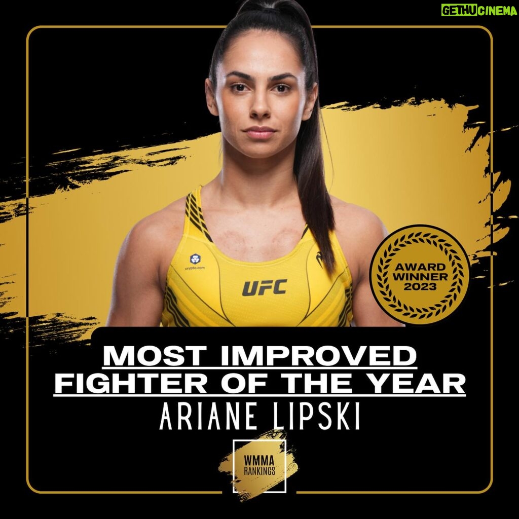 Ariane Lipski Instagram - The “WMMA Rankings Most Improved Fighter of the Year” for 2023 is awarded to... 🏆 Ariane Lipski! The “Queen of Violence” has demonstrated rapid evolution this year, going 3-0 and entering the flyweight ranks after becoming the first person to finish Casey O’Neill. #WMMA #UFC