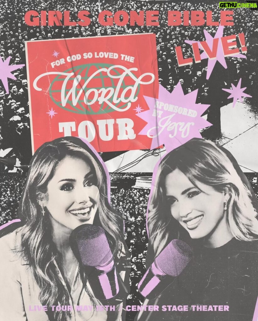 Arielle Reitsma Instagram - IS THAT A WORLD TOUR OR YOUR GIRLS (GONE BIBLE) TOUR? first night of GGB live show in Atlanta, May 15th at the CENTER STAGE THEATRE. link in bio for tickets!!! presale starts Wednesday, March 20th at 10 am ET. (use code GGBGANG for first dibs🥹) tickets going on sale for public Friday, March 22nd at 10 am ET. we can’t believe the time has finally come for us to all be together in person. thank you Jesus. we can’t wait to see you and hug you and laugh with you and most likely cry with you. we love you SO much. -Ang & Ari