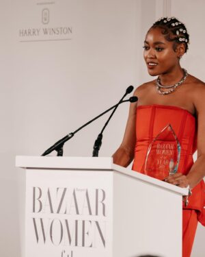 Arsema Thomas Instagram - New Level Unlocked. 
Thank you @bazaaruk for the invite and for @janellemonae for practicing what you preach and seeing me. Hip hip hooray to Musician of the Year and to all the winners!

An amazing team came together for this look, @bbpro_zarafindlay on face, @luciajosephine_ on hair (inspired by @trevor_stuurman and @dioufsarah ), @4nj0la on styling this amazing @orangecultureng look!

Stunner photos by @rachellouisebrownstudio and set design by @lyndonogbourne