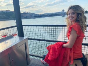 Ashley Newbrough Instagram - Love On The Right Course premieres tonight on @hallmarkchannel! 
Shooting in beautiful Budapest was nothing short of a dream. I was so excited to play a golfer - before every take I was so nervous I wouldn’t hit the ball or that I’d send it in a destructive direction. Thankfully that only happened a few times and I survived it because I had the incredible support of the most encouraging cast and crew every step of the way (including my buddy from Brenbury @marcus_rosner) what an adventure! Thank you @scainprod @leifbristow @britbristow, your faith in me was everything and I’m forever grateful. 🤍🌹🇭🇺