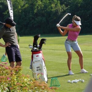 Ashley Newbrough Instagram - Love On The Right Course premieres tonight on @hallmarkchannel! 
Shooting in beautiful Budapest was nothing short of a dream. I was so excited to play a golfer - before every take I was so nervous I wouldn’t hit the ball or that I’d send it in a destructive direction. Thankfully that only happened a few times and I survived it because I had the incredible support of the most encouraging cast and crew every step of the way (including my buddy from Brenbury @marcus_rosner) what an adventure! Thank you @scainprod @leifbristow @britbristow, your faith in me was everything and I’m forever grateful. 🤍🌹🇭🇺