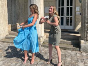 Ashley Newbrough Instagram - Love On The Right Course premieres tonight on @hallmarkchannel! 
Shooting in beautiful Budapest was nothing short of a dream. I was so excited to play a golfer - before every take I was so nervous I wouldn’t hit the ball or that I’d send it in a destructive direction. Thankfully that only happened a few times and I survived it because I had the incredible support of the most encouraging cast and crew every step of the way (including my buddy from Brenbury @marcus_rosner) what an adventure! Thank you @scainprod @leifbristow @britbristow, your faith in me was everything and I’m forever grateful. 🤍🌹🇭🇺