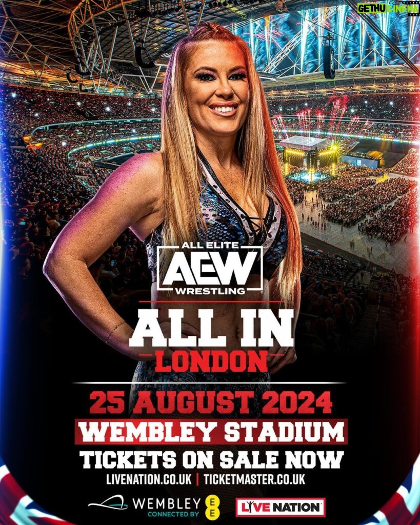 Ashley Lomberger Instagram - London, let’s run it back!!! 🇬🇧 Following a record shattering UK debut at @wembleystadium this summer, All Elite Wrestling (@AEW) will return to Wembley Stadium in 2024 over the Bank Holiday on Sunday 25th August, #AEWAllIn London. Tickets are on sale now from £30! 🎟 https://www.livenation.co.uk/artist-all-elite-wrestling-1416841