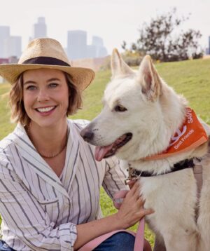 Ashley Williams Instagram - Secret is out!! I’m so proud to announce my foster fail! This weekend at the @bfas_la #superadoption our family officially welcomed Alma into our home forever! This lady has had a long road and was quiet and slept a lot the first week she was with us — the shelter said she’d been exhibiting signs of depression. She has fully come to life now and we take long hikes together and cuddle for hours. She’s so gentle with my rowdy boys and we couldn’t love her more. Best part? Best friends waved all adoption fees of dogs five and older so this was freeeee! Jackpot!  Thank you @bestfriendsanimalsociety for your ongoing support and devotion to #savethemall! #dogsofinstagram #adoptdontshop #rescuedogsofinstagram #almathedog #husky #mix #fosterfail @photolori
