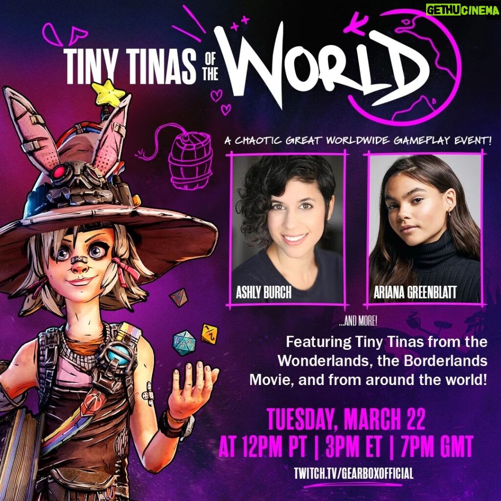 Ashly Burch Instagram - oh hey, all of us Tina's plus my friends @thatgrltrish, @TessGames and @leahviathan are gearing up for some #TinyTinasWonderlands! See you in a bit for the Tiny Tina's of the World livestream at 12pm PT! Did I say Tina? TINA. https://www.twitch.tv/gearboxofficial
