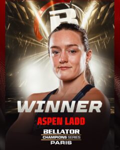Aspen Ladd Instagram - WHAT A FIGHT! 💥 Aspen Ladd defeated Ekaterina Shakalova via Unanimous decision and advances to 12-5! #BellatorParis | LIVE NOW 🇺🇸 Live on MAX 🇫🇷 Live on DAZN 📺 Bellator.com/watch