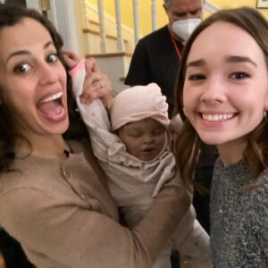 Athena Karkanis Instagram - Coming soon on #nbcmanifest ... something suspenseful happens starring #FakeBaby Holly and Athena 😜
