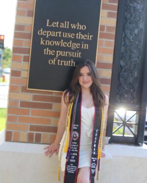 Aubrey K. Miller Instagram - Class of ‘23 🎓 B.A. in Public Relations, Advertising, & Entertainment Marketing @chapmanu @dodgecollege 
I have learned so much throughout my time in University and am grateful for the people I shared this journey with. ♥️ Psalm 25:4-5