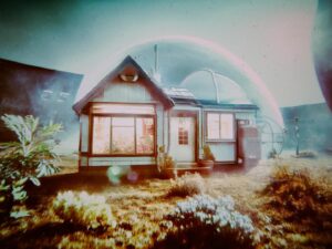August Kamp Instagram - exoplanetary cottage studies - born from a complicated mix of feelings embedded within cottage-core and adjacent colonial-derivative aesthetics - compartmentalizing dreams of expanding human colonization to strictly UNowned and UNinhabited worlds - "Trailblazing Without Trampling since 2843"
