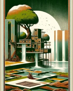 August Kamp Instagram - moon trees, houses - continued illustrative works - got a fav ?