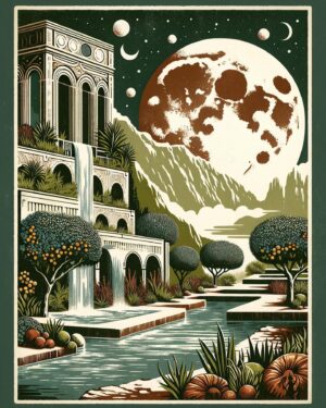 August Kamp Instagram - moon trees, houses - continued illustrative works - got a fav ?
