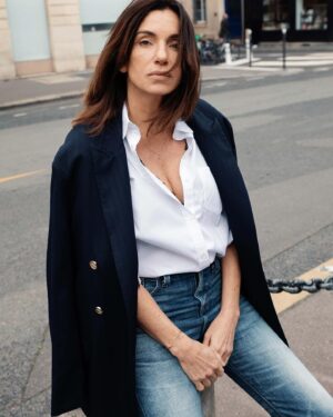 Aure Atika Instagram - Welcome to the MM shirt club beautiful @aureatika 🥰
White shirt forever! 
« If you ask me what I’d most like to have invented in fashion, I’d say the white shirt, everything else comes after.” #karllagerfeld 
#mariemarot #shirt #shirtclub #aureatika #whiteshirt #jackie #paris #timeless