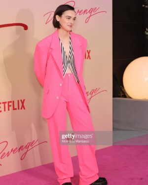 Ava Capri Instagram - DO REVENGE OUT TOMORROW 💖💄💘
ON @netflix 

Hot Pink @versace suit appreciation post 

Styling: @tabitharsanchez 
Makeup: @mollygreenwald 
Hair: @bykileyfitz
