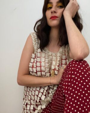 Aya Cash Instagram - My sweet friend @cwgeere interviewed me for @interviewmag link in stories to read. 

Hair: @tommy_buckett 
Face: @danielmartin 
📸by me
Styling by me with more from some of my favorite vintage shops. Jumpsuit: @selectedbyberman Daisy Chain top: @shopworship Silk Charmeuse: @nouveaurichevintage

#theboystv #theboys