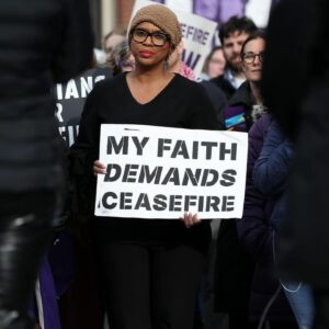 Ayanna Pressley Instagram - We are one human family and our freedoms and our destinies are tied. 

A powerful Good Friday with our interfaith community, standing in solidarity with Palestinians and all peoples who are suffering under occupation and systemic violence.

#CeasefireNow