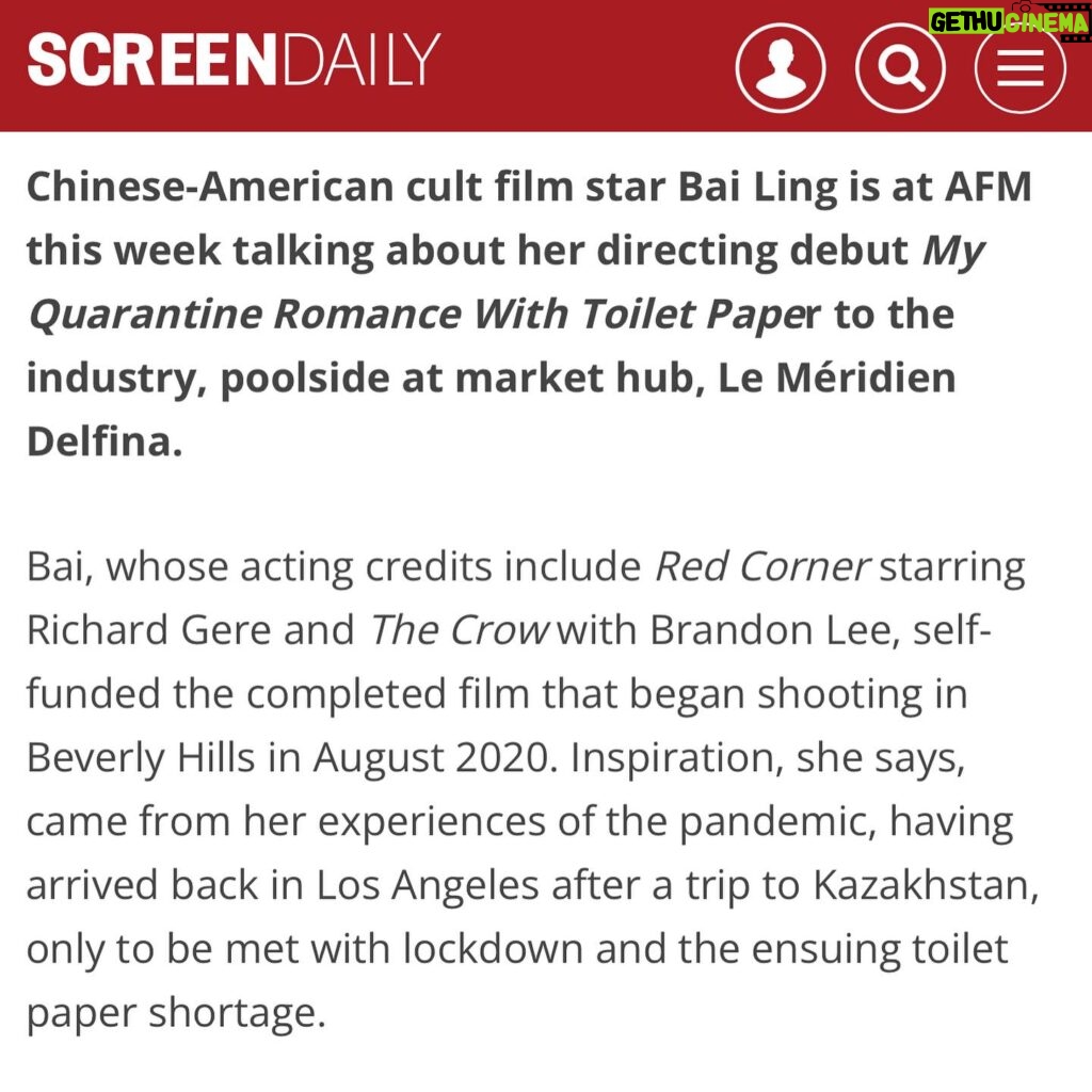 Bai Ling Instagram - Sharing the amazing Huge #news at #afm today on #screendaily @screendaily on my #directorialdebut #film #myquarantineromancewithtoiletpaper #我和衛生紙的隔離戀情 so happy and excited !!! Please read the #article you will know my story . It is a #romanticcomedy taking place in #losangeles in today’s world , a #hilarious #powerful story about our lives , a film that is closest to our lives today and is about what is happening right now in our lives globally. With tremendous #humor , and #profoundness , I told a touching story. Yes in the end i turned myself into Mr. #charliecharlie . It is the most #inspriational story of our 21 century, It is my love letter to the history of our lives a love letter to all of you. It is also a #womenempowerment story , a foreigner and immigrant, and an actress turned into director. I am at the #afm #americanfilmmarket right now , to find my baby a glorious home for you to see my #funny and #profound movie, yes I am super excited and proud . Cookie: This is how we influence our world by giving love, creating the most #authentic #original powerful story in the #art of #cinema to touch hearts and change lives. Amd mostly to Inspire you to be the #brilliant of who you are. Love from AFM 💖😛🎞 #lemeridien #hollywood #creator #bailingmovie #白靈電影