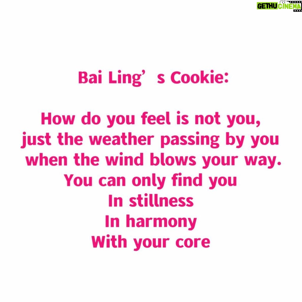 Bai Ling Instagram - How do you feel now ? Cookie: How do you feel is not you, just the weather passing by you when the wind blows your way. You can only find you In stillness In harmony With your core #wisdom #harmony #wellbeing #healthylifestyle #positivevibes #positiveenergy #positivequotes #positivethoughts #positivemindset #philosophy #fashion #bailingcookie #bailingfashion #bailingmovie #白靈 #白靈電影 #白靈時尚 #白靈語錄 #gratidao #hollywood #gym #healthyliving #happylife #fashiondesigner
