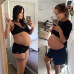 Barbara Lune Instagram - Et vous, vous êtes à cb les filles?! Quand tu vis la grossesse en même temps que ta pote! Tellement génial 😍 @barbaralune_officiel « Barbarusse il est comment ton ventre en ce moment ?! » Petite photo au réveil 😭☺️😍 Ah c’est sûr on est pas au max en mode bombasse lol 😂 mais on s’en fouuuuuuuu 😂😍❤️🙏🏼 Ce qui est oufff et on peut bien le voir sur notre photo c’est que chaque personne vit la grossesse différemment, la forme du ventre déjà et ensuite tout les aléas 😍 Merci à toutes de nous partager vos histoires c’est super de pouvoir discuter et partager on se sent moins seule à certains moments ❤️🙏🏼 SHANNA : 26 SA - dos bloqué 😣 - je commence à sentir bébé bouger de plus en plus 😍 - 12 kg en tout 😂🍦 - douleurs bas du ventre 😒 BARBARA : 32 SA - Poils et cheveux qui poussent plus depuis 1 mois🤔 - 8kg quand je mange un gâteau 😂 - 13 kg en tout 😭🍔 - ventre plus petit qu’à la 1er grossesse 🤰🏻 On attend des garçons et vous ?! Bisous à tous