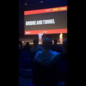 Barrett Wilbert Weed Instagram - Can you die from happiness? My heart is so full. I cannot believe we got to premiere our show this way, thank you @tribeca ! I cannot believe I got to wear neon, I cannot believe our amazing party, I cannot believe my incredible luck. In this house we cherish Eddie Burns 💕

Season 2 of Bridge & Tunnel on @epix drops July 10th 💃🏻

💄 @meganlanoux 
👗 @jacquemus 
👠 @maisonvalentino