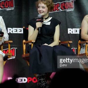 Bella Higginbotham Instagram - What a trip…!!! I am sooo grateful to @hardrockhotelnyc   @afauniverse   @barbiealynwoods for the amazing premiere party, to the awesome @syfy team for my first @newyorkcomiccon ever (which was fantastic!!), and always and forever to @realdonmancini for creating all of it, especially Nadine. THANK YOU 
♥️🎉⭐️💥😝♥️ 
White dress:: vintage 90s from my mom
Black dress:: thrifted in Vancouver
Boots:: @demonia.shoes 
Hair   makeup   styling:: me