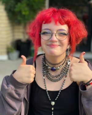 Bella Higginbotham Instagram - Flying into SENIOR year   summer insta-break over.  How’d ya spend your summer vacation? 

@trippnyc pants from @trashandvaudeville 

#classof2024 #senioryear #trippnyc #trashandvaudeville #schoolfashion #alternativefashion #koolaidhair