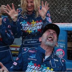 Beth Littleford Instagram - #TBT Being doused in champagne (actually, Sparkling Apple Cider... even stickier) after the #RaceforAutism. Yep, drove a race car. In an actual race. Terrifying.