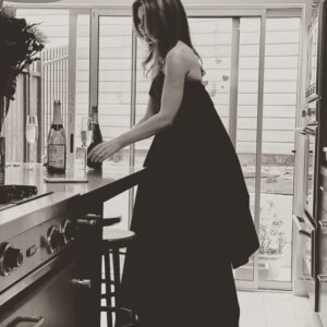 Betsy Brandt Instagram - Thank you @gretaconstantine ...this gown matched my at home, but fancy pants mood today.  Champagne problems. 😘