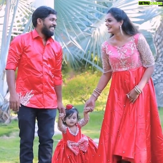 Bharatha Naidu Instagram - Mom , dad and daughter family combo costume sponsored by @fascinodresses_by_shyn from Coimbatore These amazing red balloon dresses are very comfortable for my daughter @laya_bharath @fascinodresses_by_shyn especially shyn sister send for my daughter 1St birthday function... I specifically mentioned they aren't compromised for dress quality. Thank you so much u guys made our day very special ..