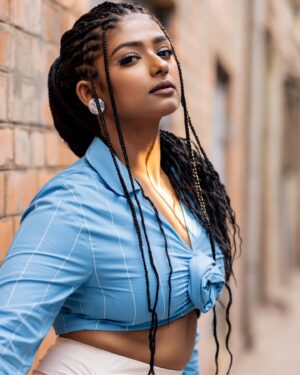 Bhoomi Shetty Instagram - You are art.
Create yourself over & over……
🌸🧿
.
.
Photography @maidana.evaphotofilms 
Production @parashu.films 
Styling @_shilpa_hegde 
MUA @that_tyagi_girl 
.
.
.
.
.
.
.
.
#alittlebrowngirl #bhoomishetty #actor #biker #braids #photooftheday #photoshoot #lookinspiração #girl #hairfashion #love #streetstyle #streetphotography #healthylifestyle #fashion