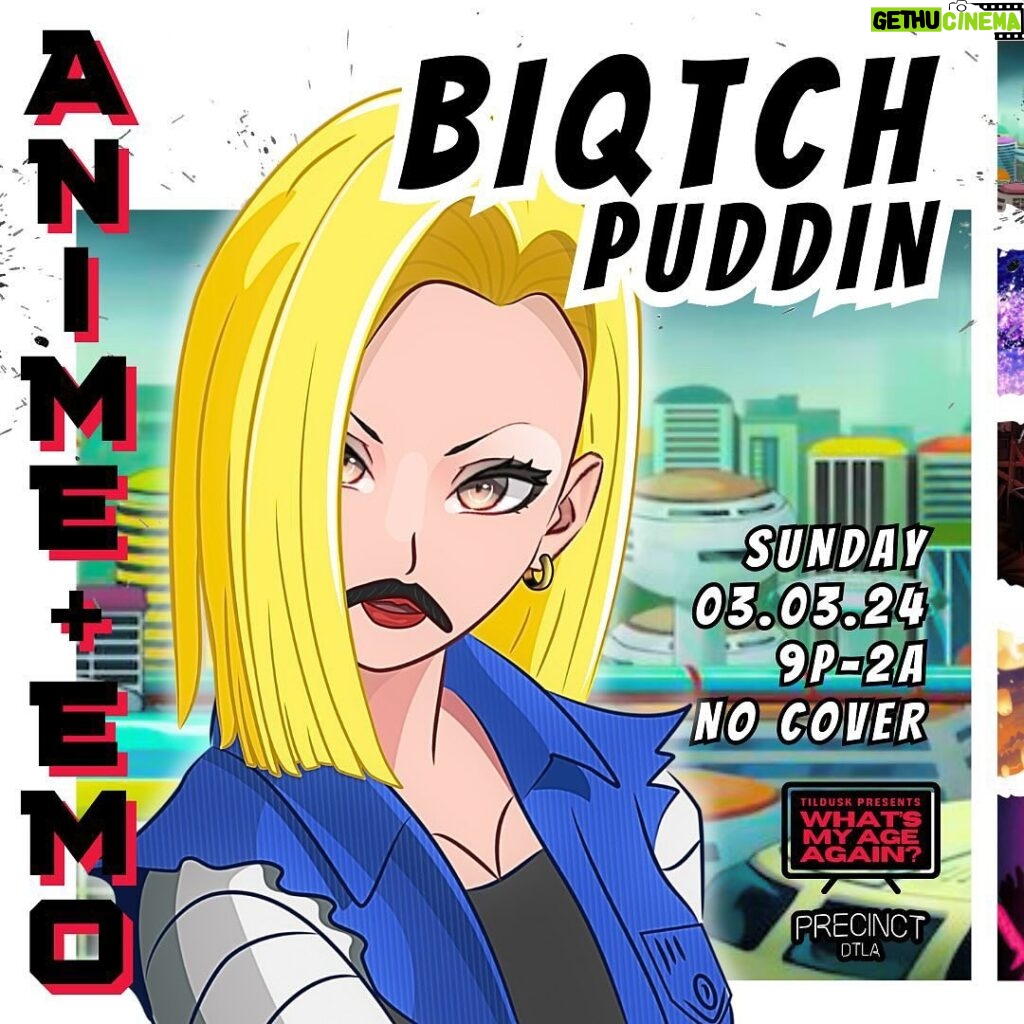 Biqtch Puddin Instagram - What ya doing Sunday, 3.3? 🖤 ANIME ➕ EMO in DTLA🤘🏽Anime cosplay STRONGLY encouraged! KARAOKE “SCREAM-A-LONG” @ 11PM Got a fav emo anthem you wanna sing? RAFFLE DRAWING & PRIZES! Collect tickets when you order: Well drinks, beer & shots 🎟️ x1 Specialty drinks & top shelf 🎟️ x2 EARN DOUBLE THE TICKETS IF YOU SHOW UP IN COSPLAY More to come Start transformation sequences 🪄, collect your dragon balls 🐉 & get ready to sing along to your fav emo anthems 🗣️ 🎸🎩🤍🧷❌💀🔗🖤🤘🏽 Ŵ𝔥ⓐ丅’𝐬 M𝐘 𝔸Ǥ𝐄 ÃG𝔸i𝐧 ? 3.3.24 9p-2a @precinctdtla NO COVER 21 🎤𝓟𝕖r𝔽σℝmє𝓻s @biqtchpuddin - #dragula #biqtchin @vhexgirl - #TEAZE @felonydodger - #dragula @veraparticula - #whatsmyageagain 💿 𝓜ⓤ𝓈𝐢𝔠 @tildusk (@r__cade & @foxythedj) 🎩 Hⓞ𝘀𝔱s @felonydodger - #dragula @veraparticula - #whatsmyageagain 💰V3nd0r MORE INFO SOON So long & goodnight…until 3.3.24