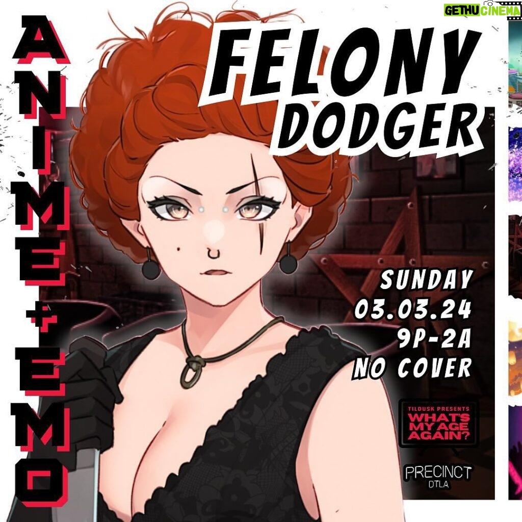 Biqtch Puddin Instagram - What ya doing Sunday, 3.3? 🖤 ANIME ➕ EMO in DTLA🤘🏽Anime cosplay STRONGLY encouraged! KARAOKE “SCREAM-A-LONG” @ 11PM Got a fav emo anthem you wanna sing? RAFFLE DRAWING & PRIZES! Collect tickets when you order: Well drinks, beer & shots 🎟️ x1 Specialty drinks & top shelf 🎟️ x2 EARN DOUBLE THE TICKETS IF YOU SHOW UP IN COSPLAY More to come Start transformation sequences 🪄, collect your dragon balls 🐉 & get ready to sing along to your fav emo anthems 🗣️ 🎸🎩🤍🧷❌💀🔗🖤🤘🏽 Ŵ𝔥ⓐ丅’𝐬 M𝐘 𝔸Ǥ𝐄 ÃG𝔸i𝐧 ? 3.3.24 9p-2a @precinctdtla NO COVER 21 🎤𝓟𝕖r𝔽σℝmє𝓻s @biqtchpuddin - #dragula #biqtchin @vhexgirl - #TEAZE @felonydodger - #dragula @veraparticula - #whatsmyageagain 💿 𝓜ⓤ𝓈𝐢𝔠 @tildusk (@r__cade & @foxythedj) 🎩 Hⓞ𝘀𝔱s @felonydodger - #dragula @veraparticula - #whatsmyageagain 💰V3nd0r MORE INFO SOON So long & goodnight…until 3.3.24