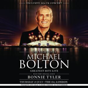 Bonnie Tyler Instagram - I am incredibly excited about this! Next year I'm supporting the one and only @michaelbolton at @theo2london 🥳

General sale starts Friday 3rd November at 9:30am. Head to BonnieTyler.com/tour for exclusive pre-sale access!
