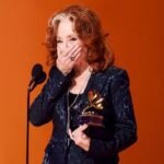 Bonnie Raitt Instagram - I’m still reeling! So grateful to everyone who helped bring me to last night. Thanks to the @recordingacademy members who voted for me; to all the members of our mighty @redwingrecords and support team: to my band, our brilliant engineer, Ryan Freeland @rjfreeland, and to my wonderful road crew—I thank you all for helping me get our music out to the world. And to all the friends, family and fans who lift me up with their steady love and support. And lastly, to @john_prine and all the songwriters who keep inspiring and giving us the joy of sharing their music. I’m just bowled over.. Love, 💜Bonnie Read Bonnie's Song of the Year acceptance speech and watch all three acceptance speeches at the link in bio.