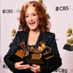 Bonnie Raitt Instagram - I’m still reeling! So grateful to everyone who helped bring me to last night. Thanks to the @recordingacademy members who voted for me; to all the members of our mighty @redwingrecords and support team: to my band, our brilliant engineer, Ryan Freeland @rjfreeland, and to my wonderful road crew—I thank you all for helping me get our music out to the world. And to all the friends, family and fans who lift me up with their steady love and support. And lastly, to @john_prine and all the songwriters who keep inspiring and giving us the joy of sharing their music. I’m just bowled over.. Love, 💜Bonnie Read Bonnie's Song of the Year acceptance speech and watch all three acceptance speeches at the link in bio.