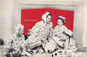 Bonnie Raitt Instagram - We wanted to share another Raitt family gem, holiday card, this one from the next year, 1955. As my Dad was then starring in the hit musical, The Pajama Game, on Broadway, where he created the lead role, Sid Sorokin, (and then played it again in the movie version with Doris Day.) We were gifted with matching pajamas and my folks thought it would be fun decking us all out in pj’s for our card. “Still in Pajamas” is a reference to the previous year’s card when we were all wearing, you guessed it, matching pajamas! — Bonnie