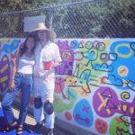 Bree Turner Instagram - HUGE thanks to my old pal, @bradysmithhere for offering his generosity and time to adding a new mural to my kids’ school! He even let me add a circle even though I was STRESSING over symmetry. Go this Sat and hear him read aloud his new children’s novel, BUG SANDWICH, at @thegrovela @barnesandnoble 💚💛🧡🩷🩵